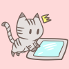 にゃ♪タブレットを操作する猫の無料イラスト４種