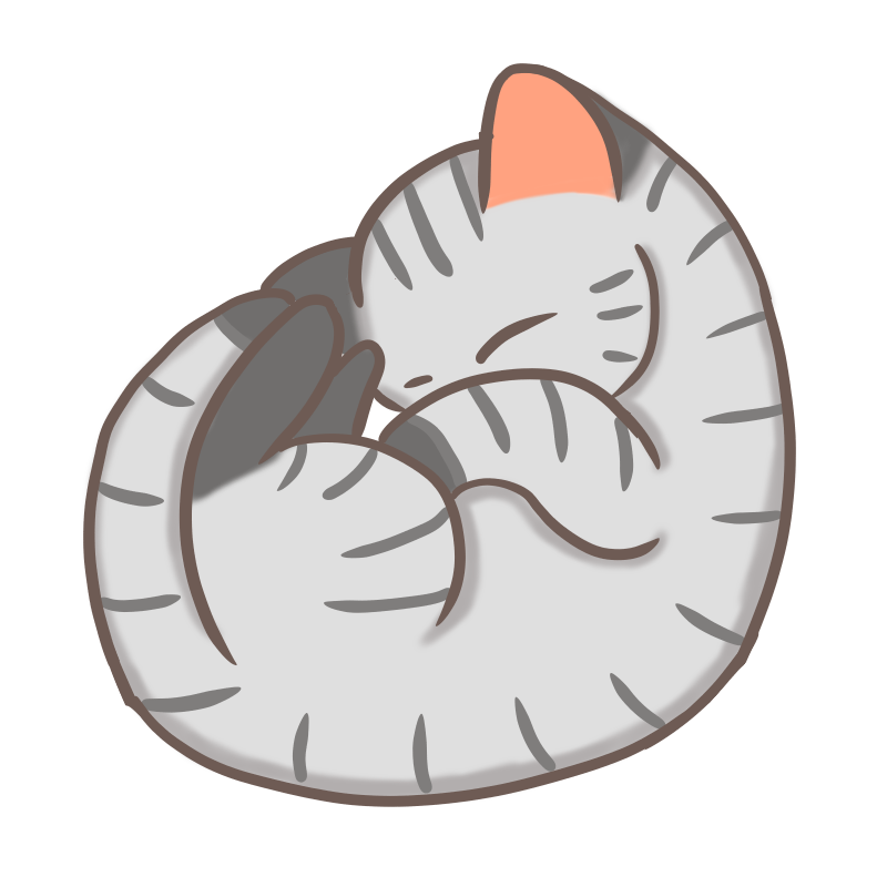 丸まって眠るサバトラ猫のフリーイラスト
