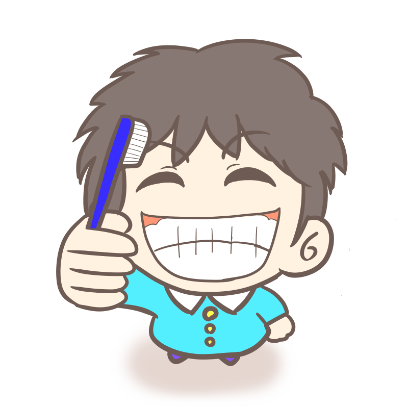 慢心の笑顔で歯磨きする幼稚園児（男の子）のイラスト（カラー）