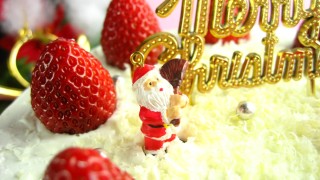 サンタクロースのデコレーションクリスマスケーキのフリー写真２種